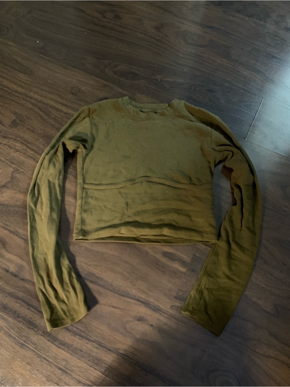 Women's Dark Olive Long-Sleeve Cropped Top